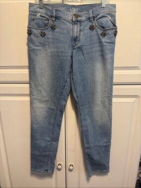 LOFT Light Blue Embellished Ankle Jeans